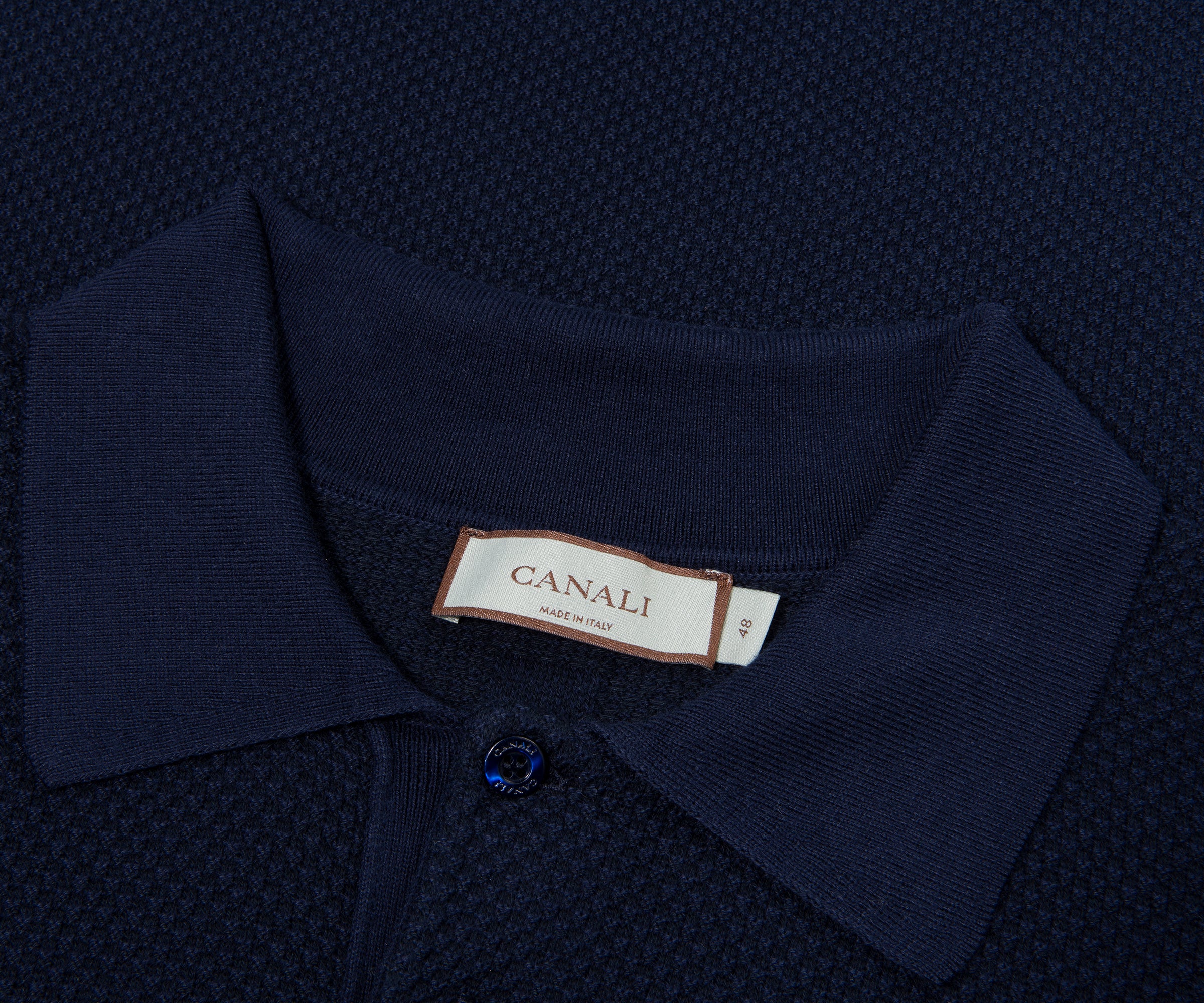 Canali Navy Micro-Structured Polo