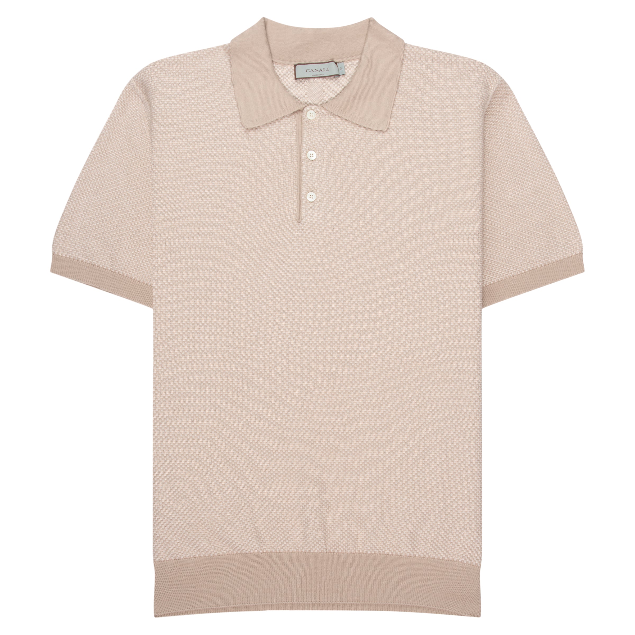Canali presents this Italian-crafted polo shirt in beige with a distinctive honeycomb-textured knit
