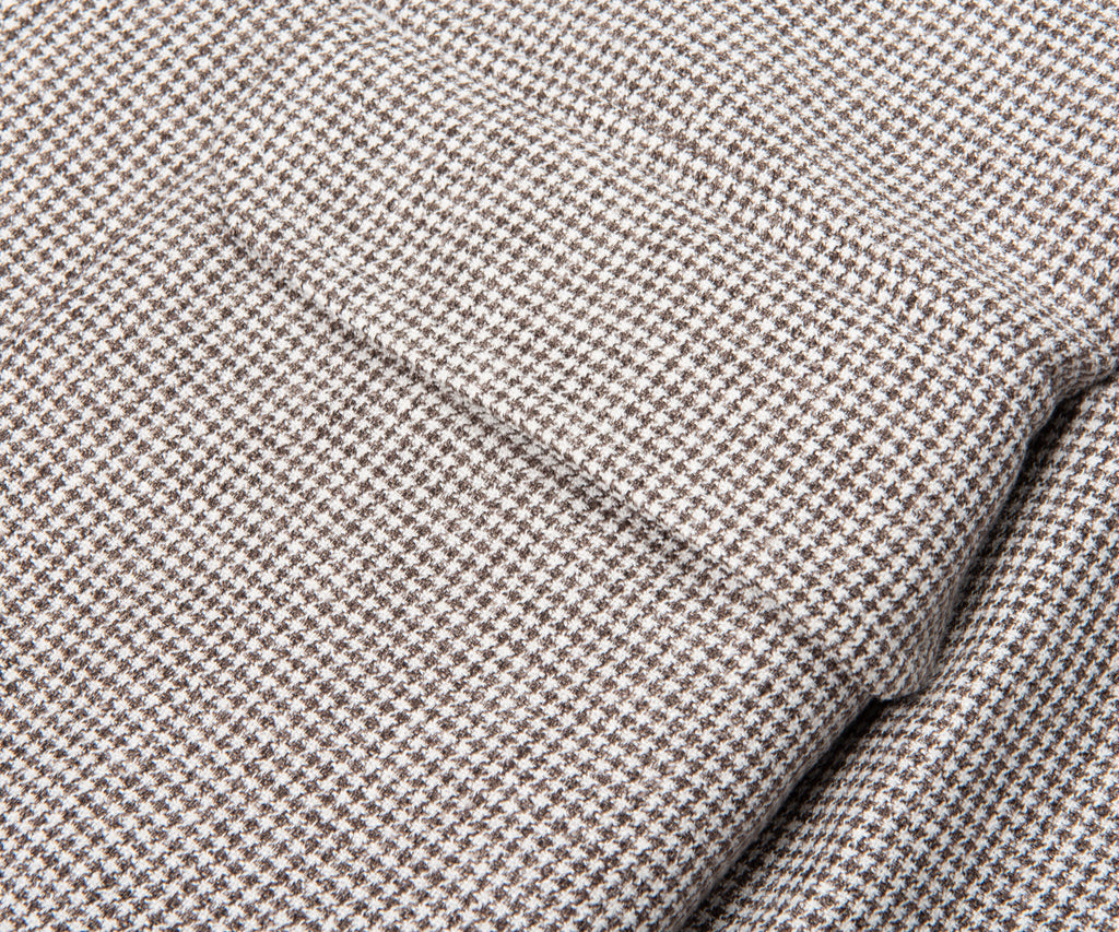 Herno Cream/Brown Puppytooth Pied De Poule Linen Blouson