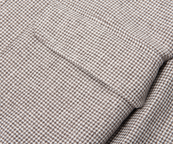 Herno Cream/Brown Puppytooth Pied De Poule Linen Blouson