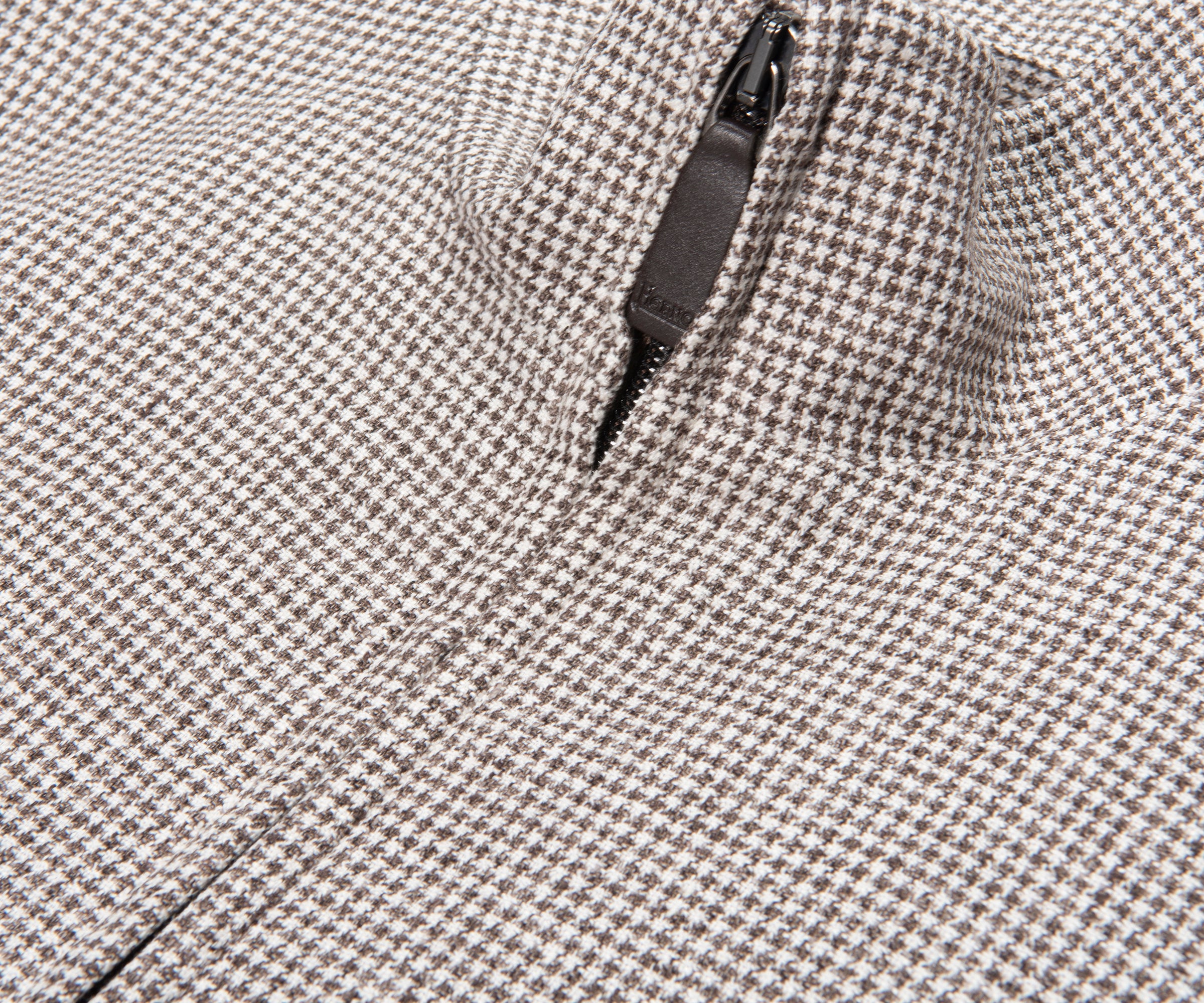 Herno Cream/Brown Puppytooth Pied De Poule Linen Blouson