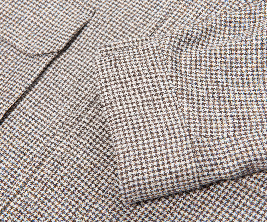 Herno Cream/Brown Puppytooth Pied De Poule Linen Blouson