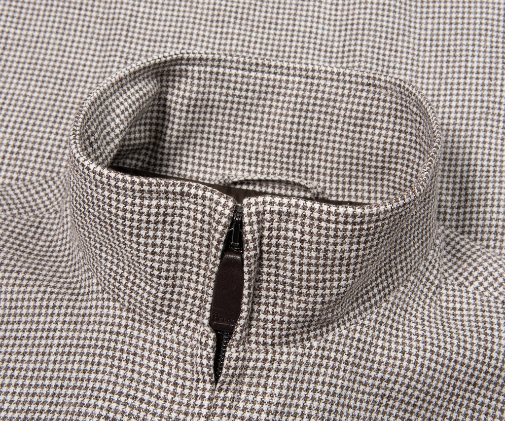 Herno Cream/Brown Puppytooth Pied De Poule Linen Blouson