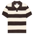Lacoste Knit Stripe Polo in brown and cream knitted polo shirt