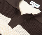 Lacoste Brown/Cream Bar Stripe Knitted Polo