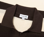 Lacoste Brown/Cream Bar Stripe Knitted Polo