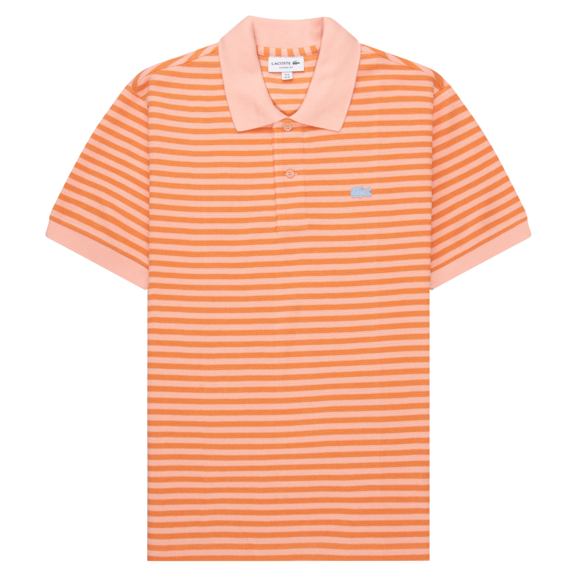 Lacoste Textured Striped Polo Shirt in Orange and Peach with brand logo on the chest