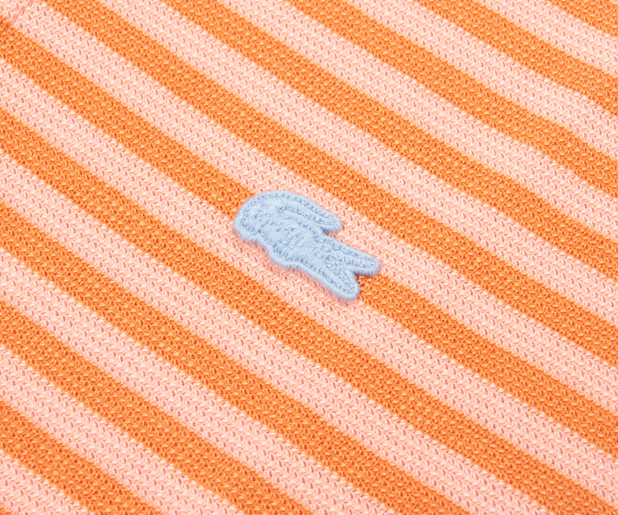 Lacoste Orange/Peach Knitted Striped Polo