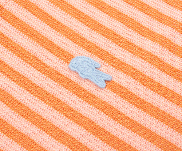 Lacoste Orange/Peach Knitted Striped Polo