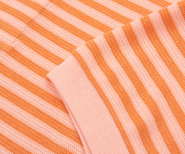 Lacoste Orange/Peach Knitted Striped Polo