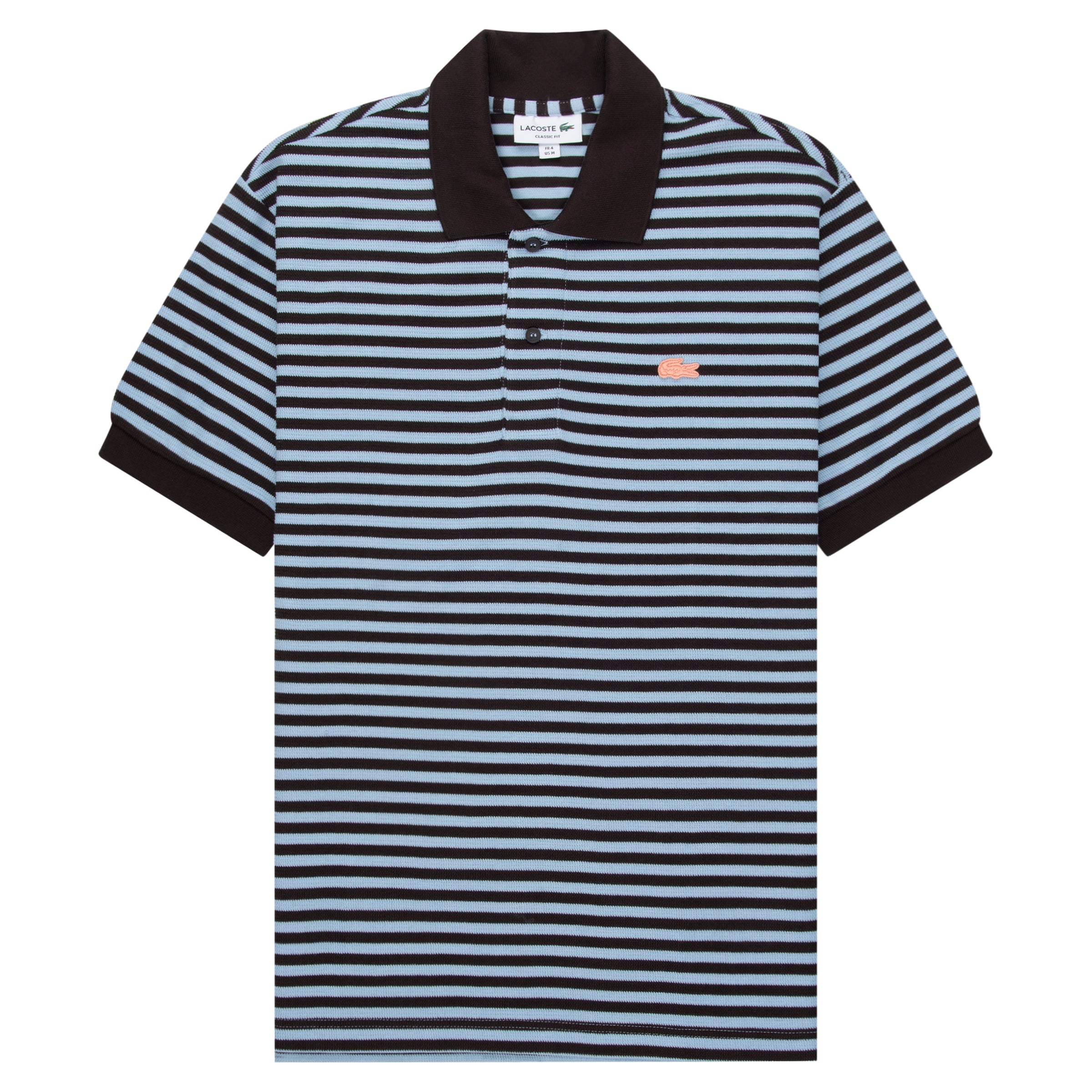 Lacoste Brown/Blue Knitted Striped Polo