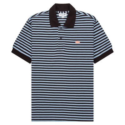 Lacoste Brown/Blue Knitted Striped Polo