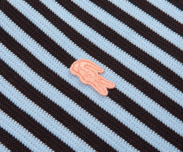 Lacoste Brown/Blue Knitted Striped Polo