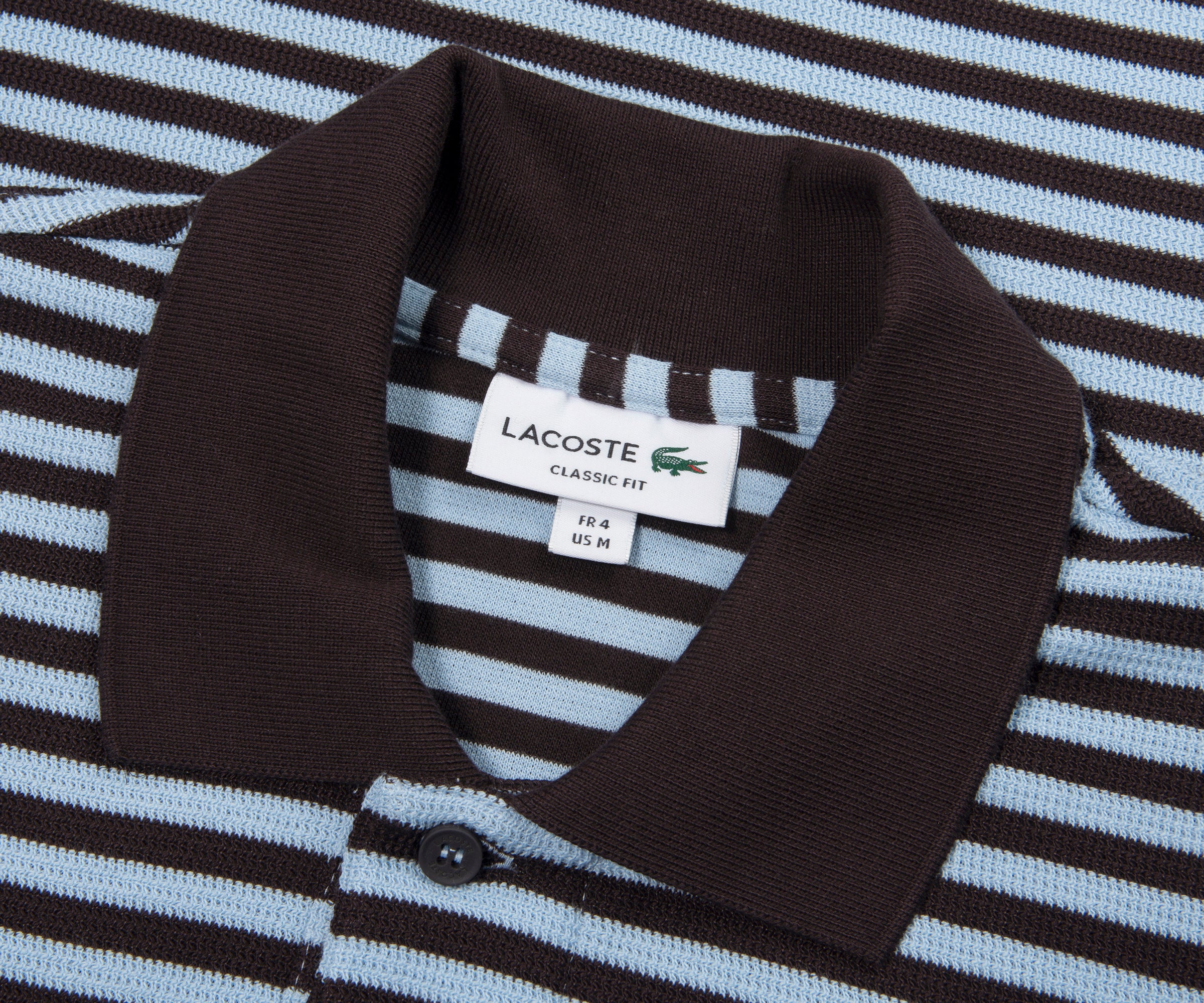 Lacoste Brown/Blue Knitted Striped Polo