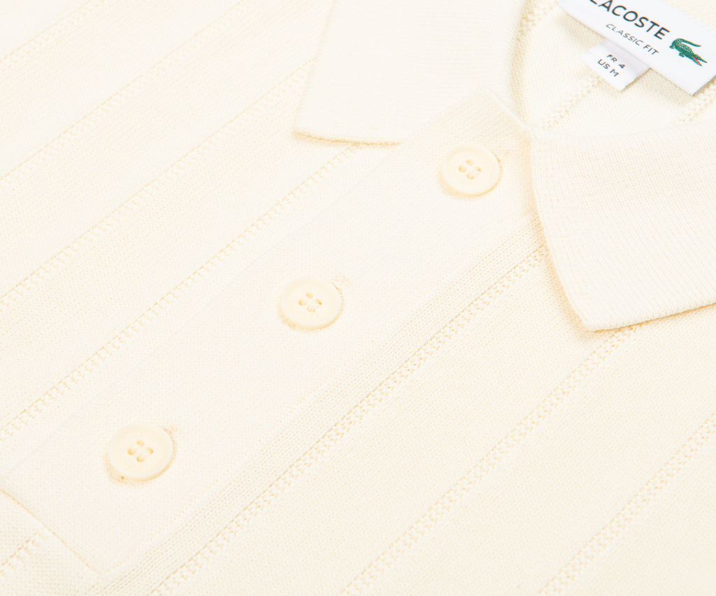 Lacoste Cream Heavy Knitted Tennis Polo