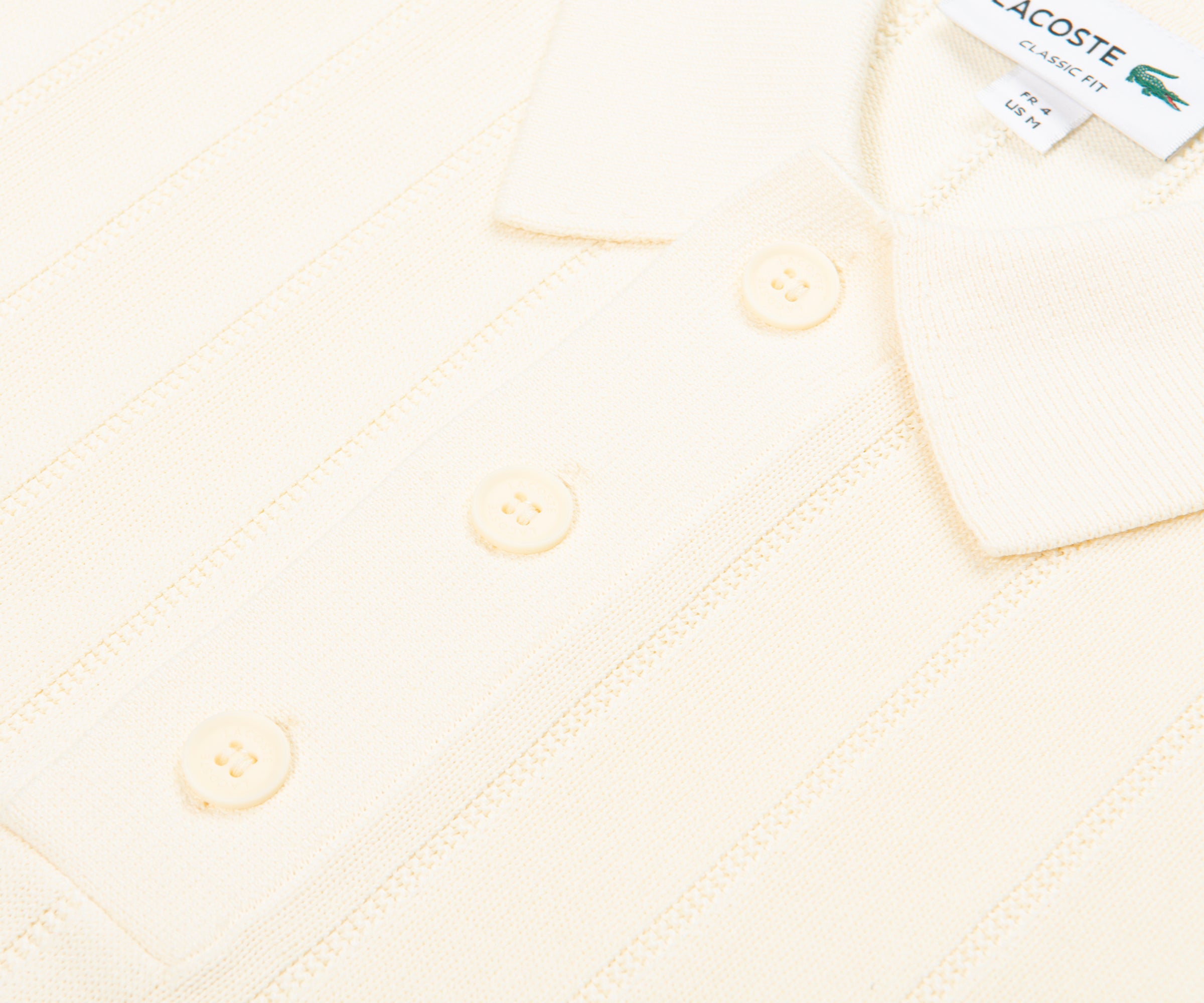 Lacoste Cream Heavy Knitted Tennis Polo