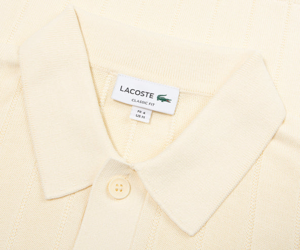 Lacoste Cream Heavy Knitted Tennis Polo