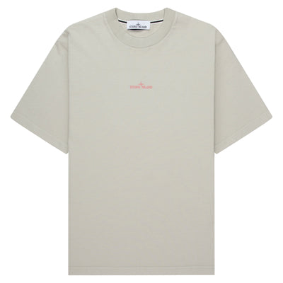 Stone Island Pearl Grey Carlo Print T-Shirt with a brand logo on the chest