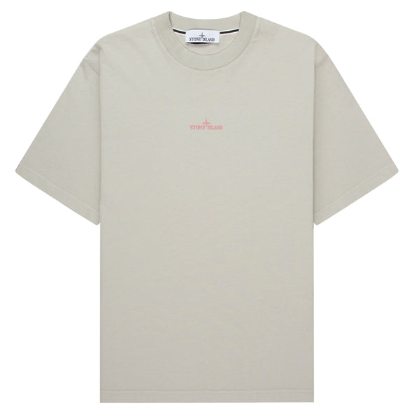 Stone Island Pearl Grey Carlo Print T-Shirt with a brand logo on the chest
