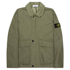 Stone Island Green Waxed Pigment Cotton Tela Overshirt
