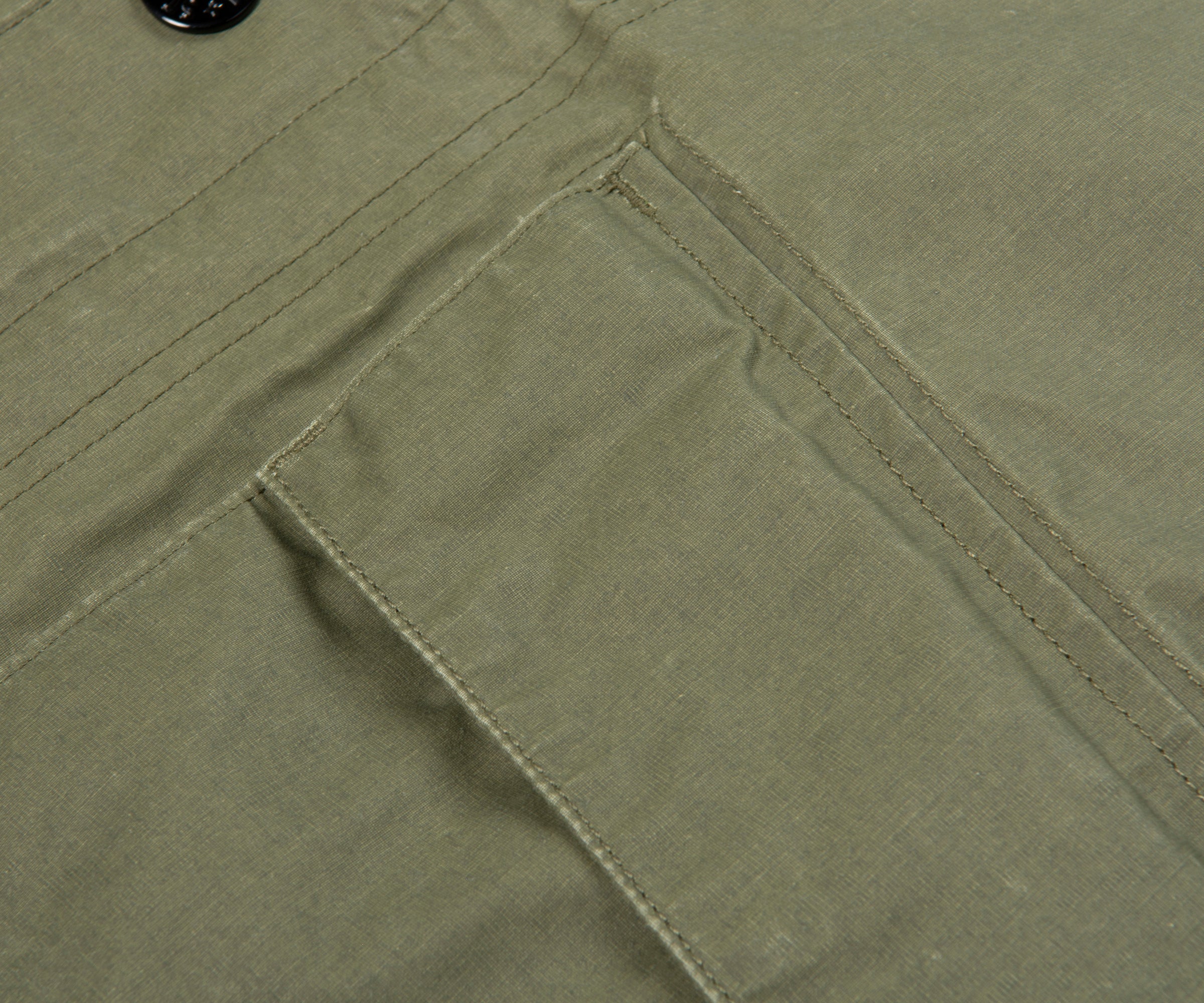 Stone Island Green Waxed Pigment Cotton Tela Overshirt