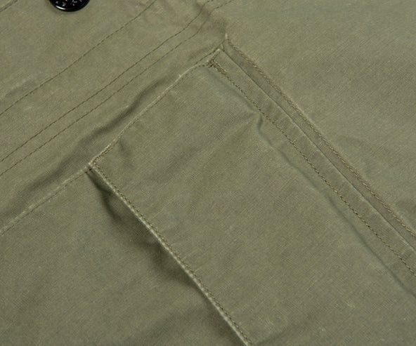 Stone Island Green Waxed Pigment Cotton Tela Overshirt