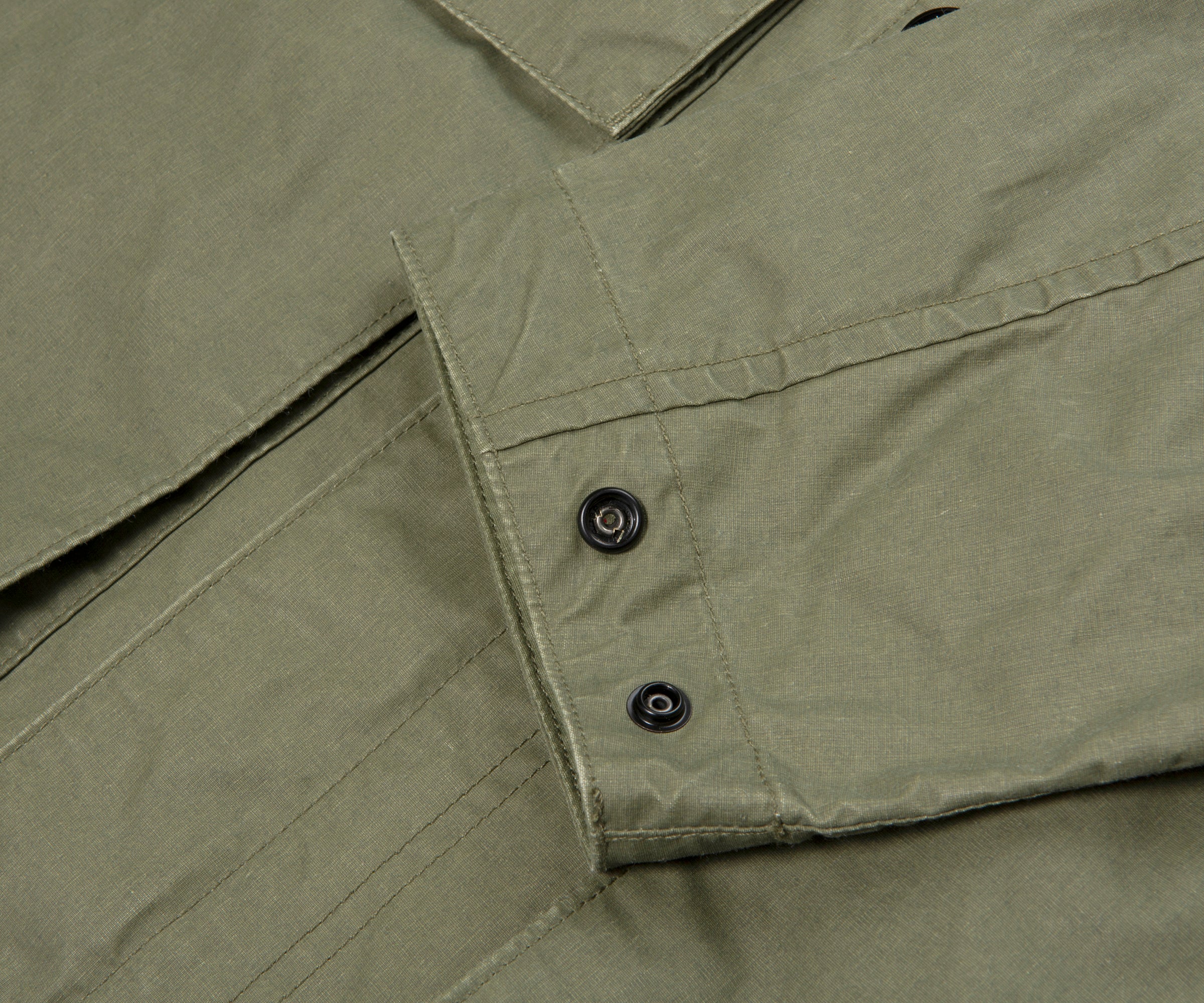 Stone Island Green Waxed Pigment Cotton Tela Overshirt