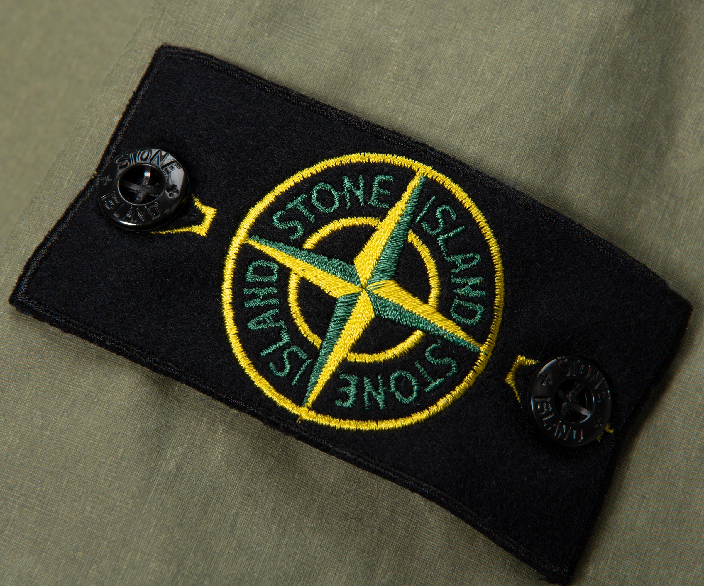 Stone Island Green Waxed Pigment Cotton Tela Overshirt