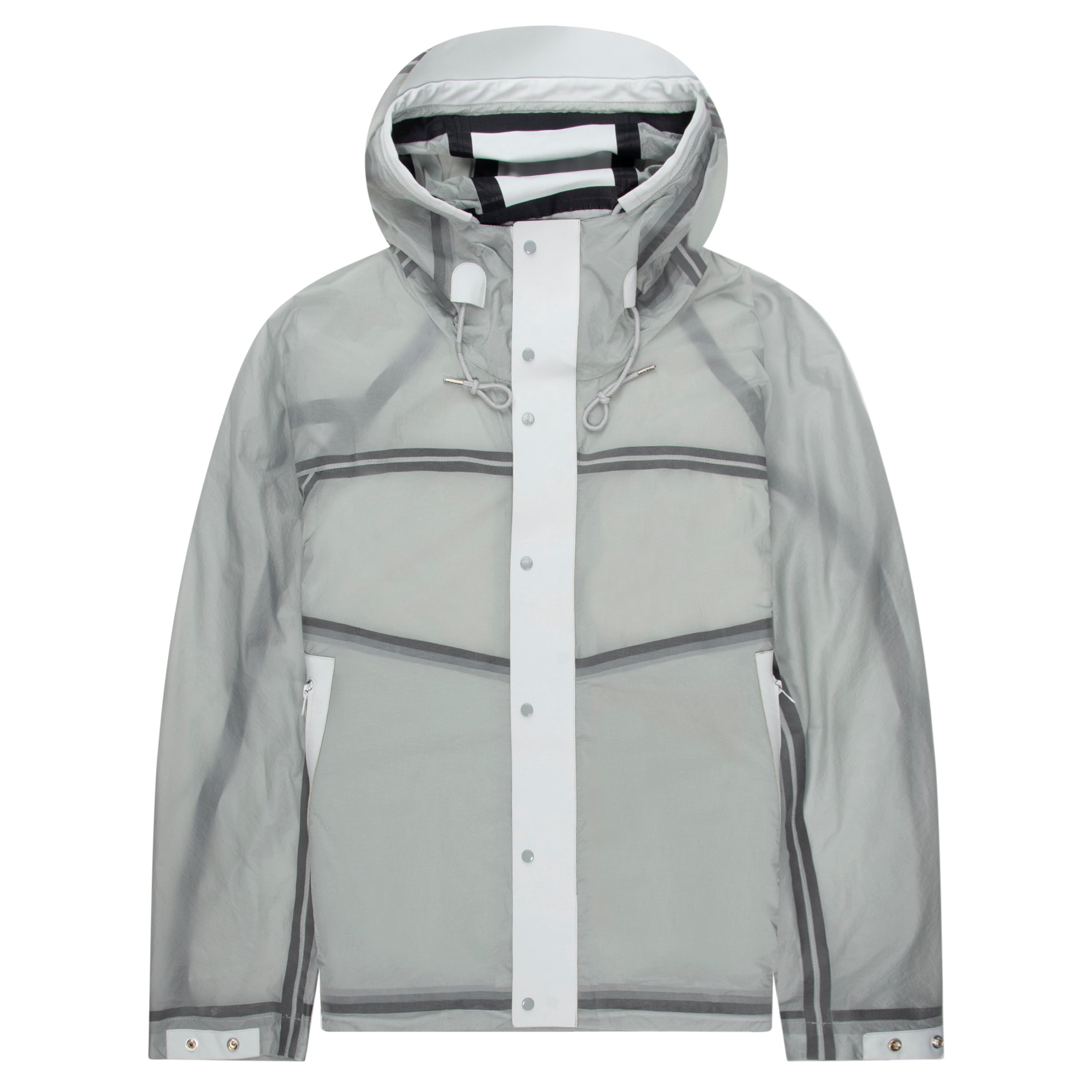 Ten C Nastrati Combo Bonded Anorak in Grey Microchip merges archival design with contemporary street style.
