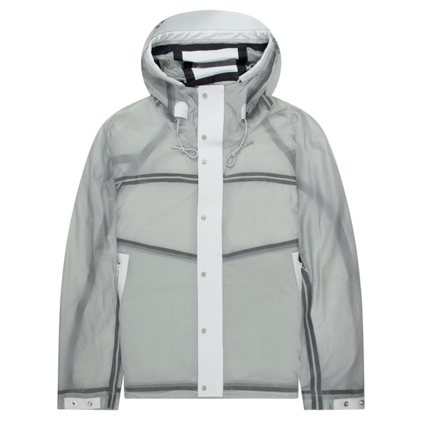 Ten C Nastrati Combo Bonded Anorak in Grey Microchip merges archival design with contemporary street style.