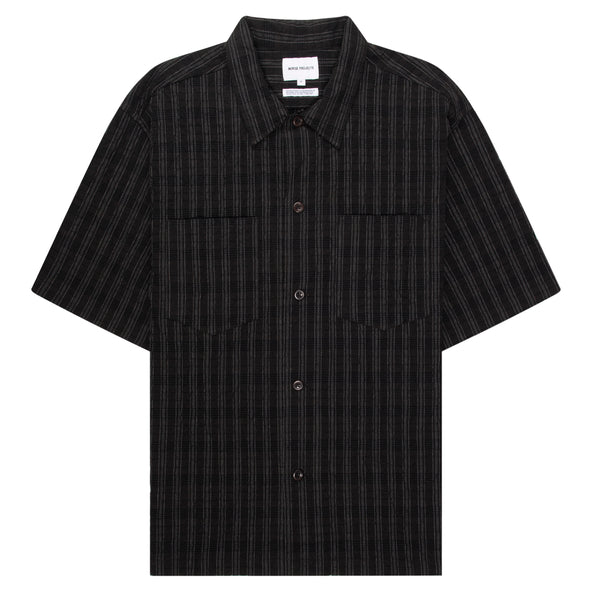 Norse Projects Brown/Grey Mols Striped SS Camp Shirt