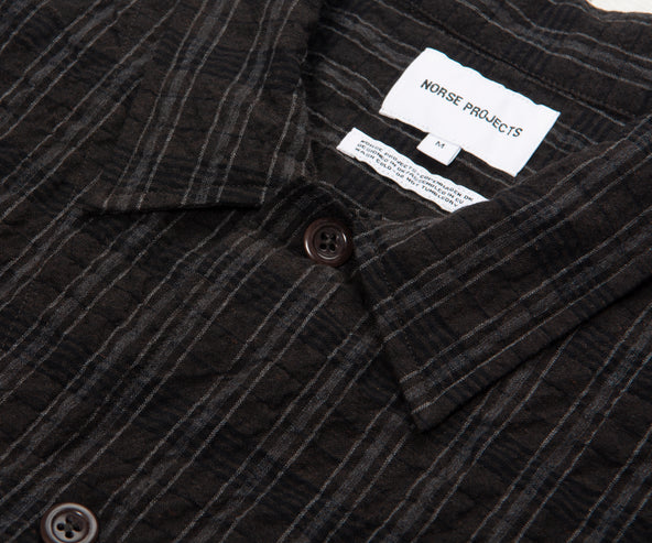 Norse Projects Brown/Grey Mols Striped SS Camp Shirt