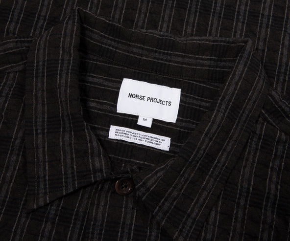 Norse Projects Brown/Grey Mols Striped SS Camp Shirt