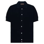 Filippo Navy Woven Full Button Polo