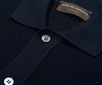 Filippo Navy Woven Full Button Polo