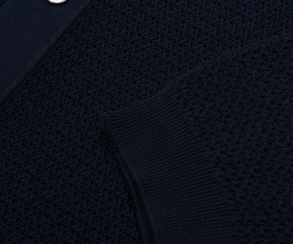 Filippo Navy Woven Full Button Polo