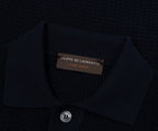 Filippo Navy Woven Full Button Polo