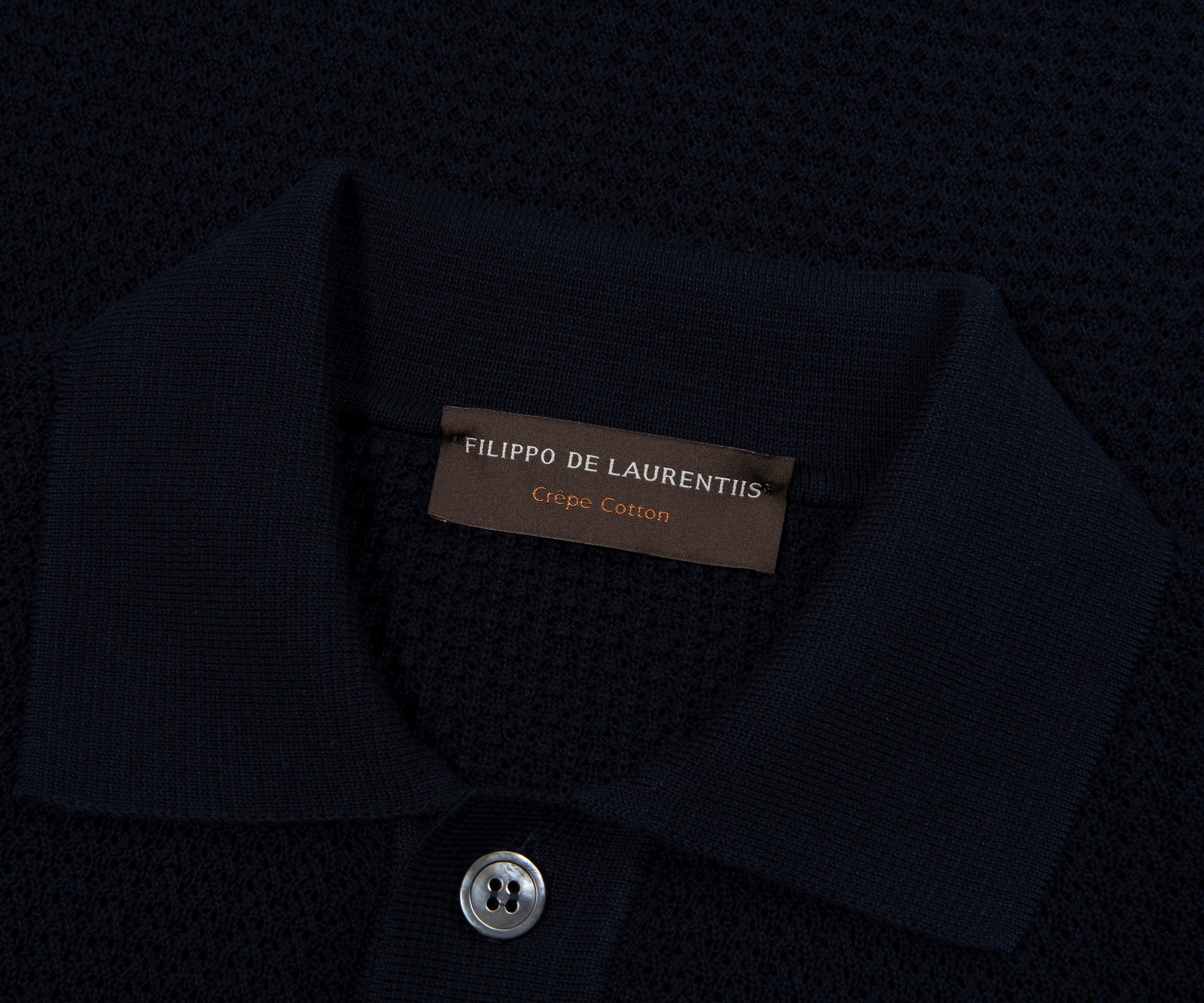 Filippo Navy Woven Full Button Polo