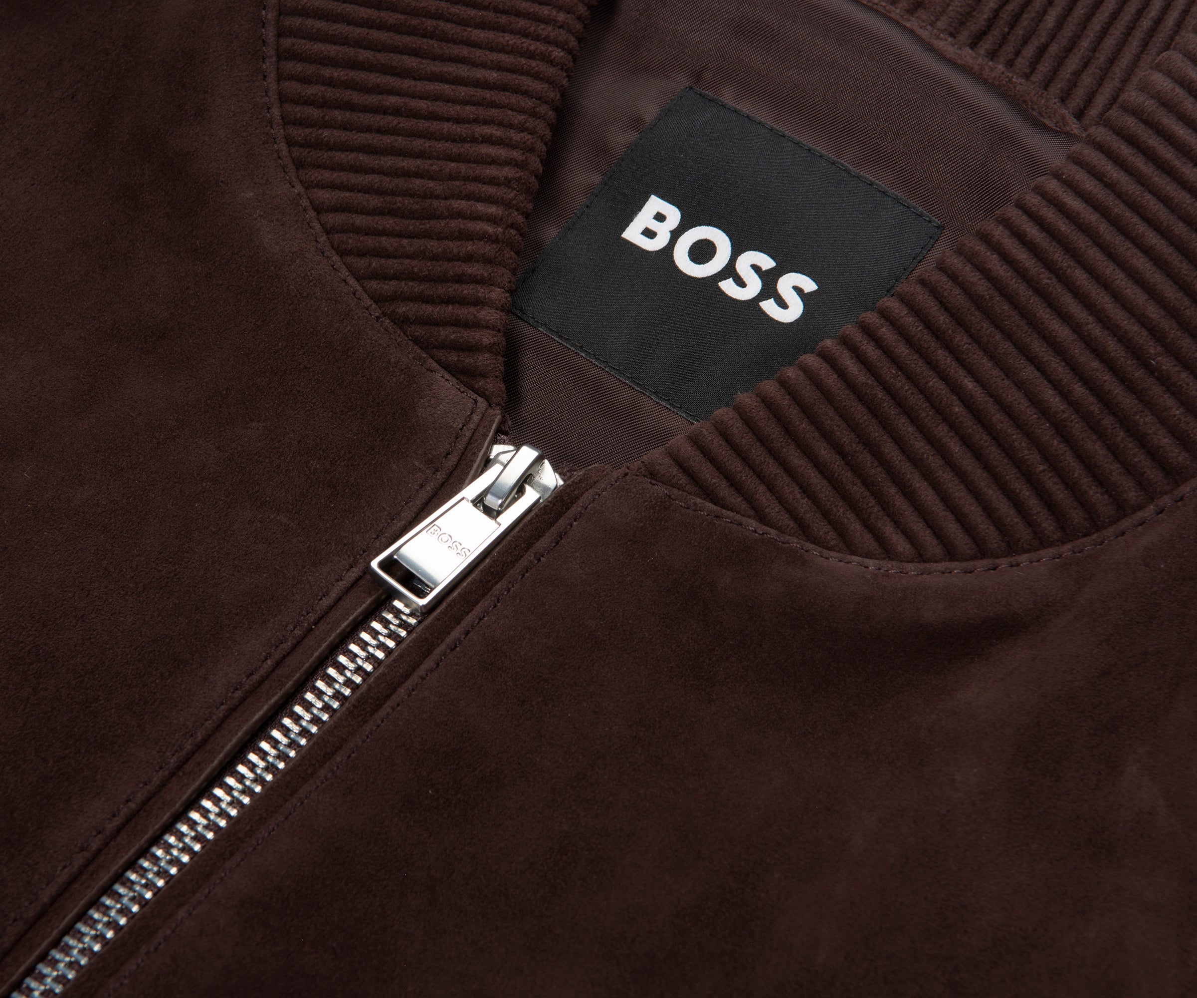 Boss Brown H Muller Suede Bomber Jacket