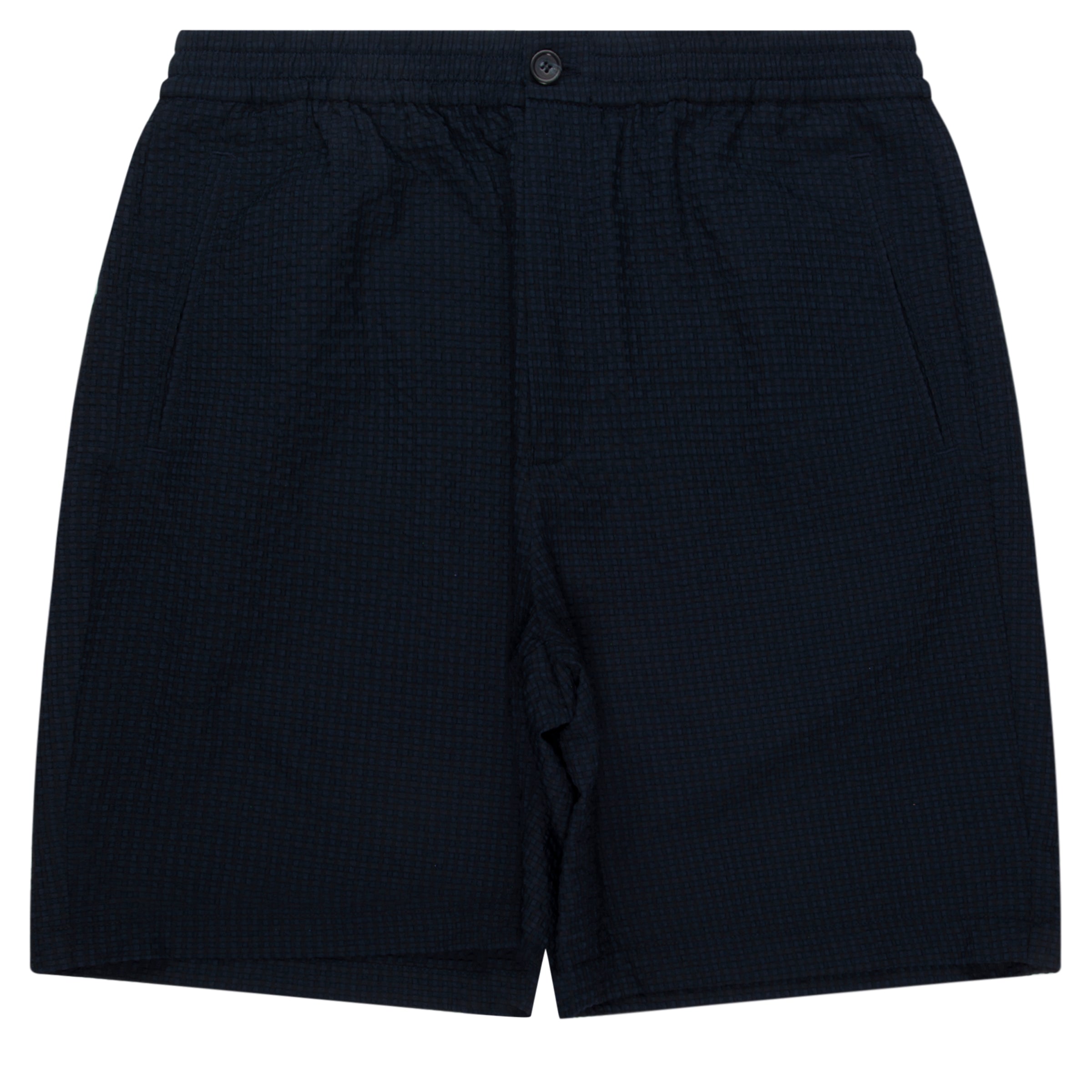 Armani Navy Icon Checkered Crimp Shorts