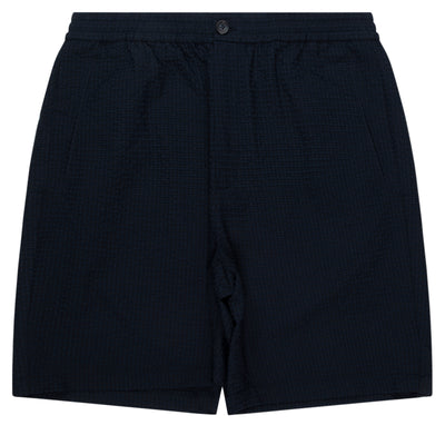 Armani Navy Icon Checkered Crimp Shorts