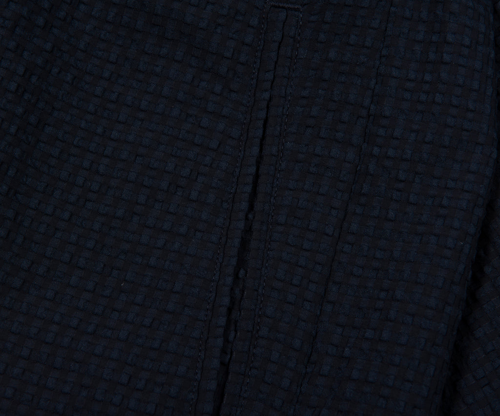 Armani Navy Icon Checkered Crimp Shorts