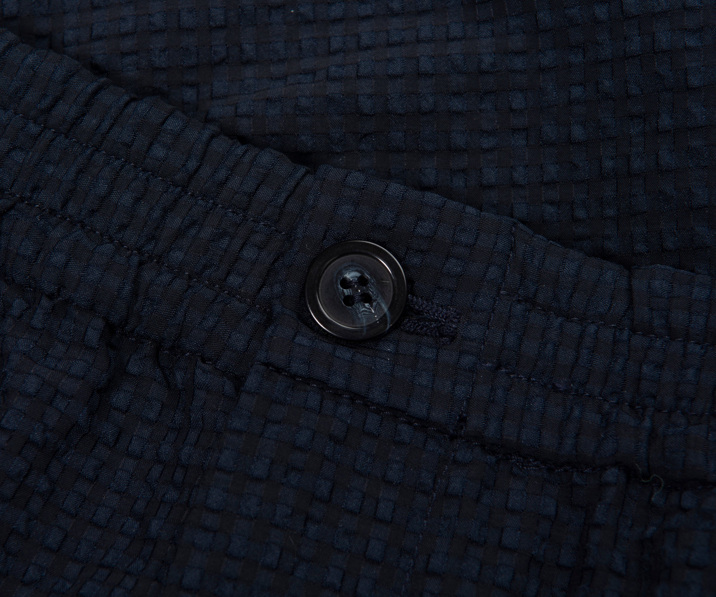 Armani Navy Icon Checkered Crimp Shorts