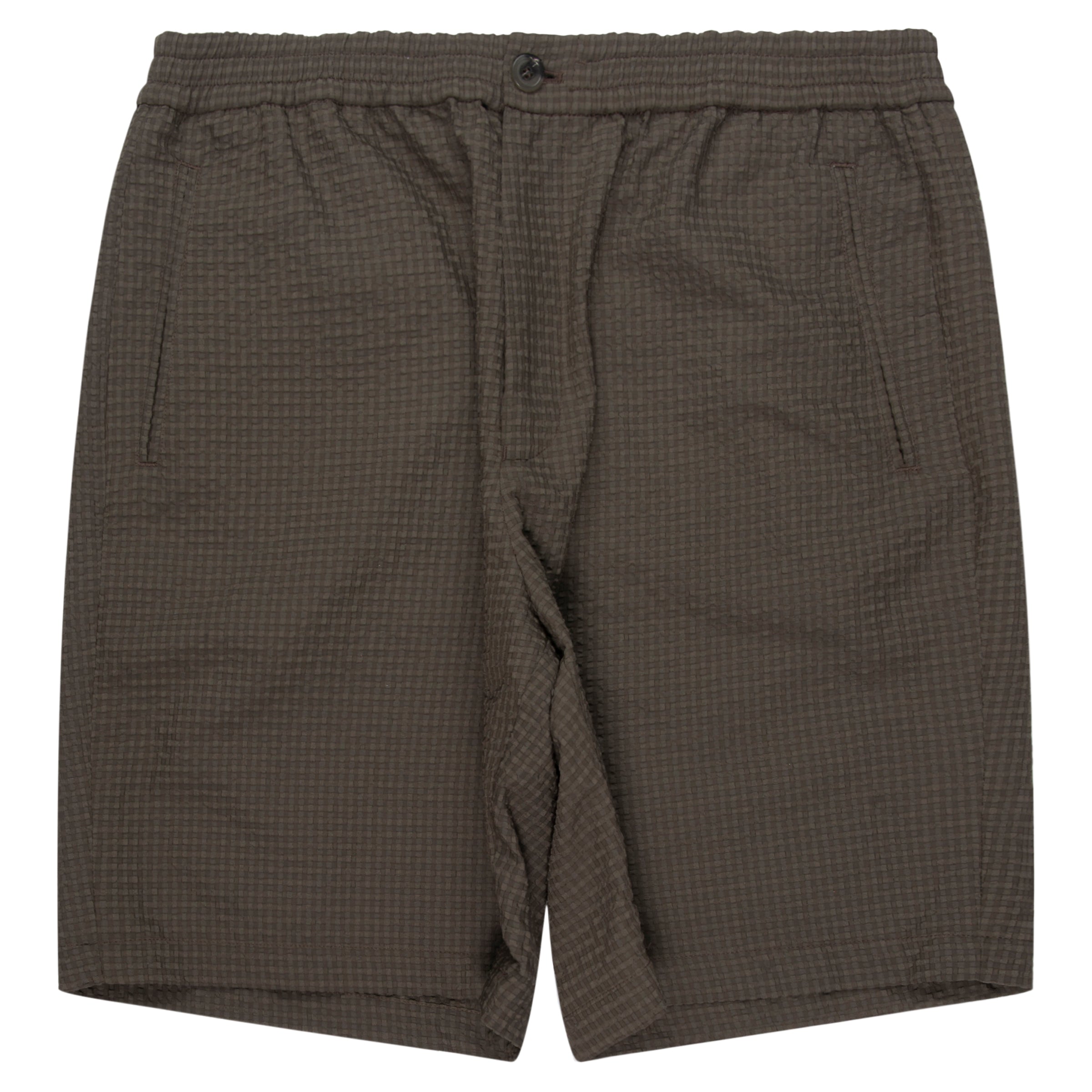 Armani Khaki Icon Checkered Crimp Shorts