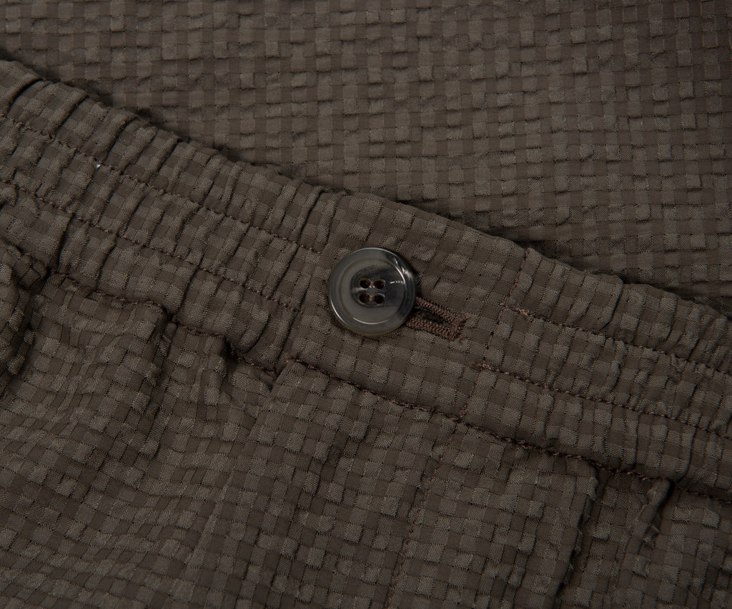 Armani Khaki Icon Checkered Crimp Shorts