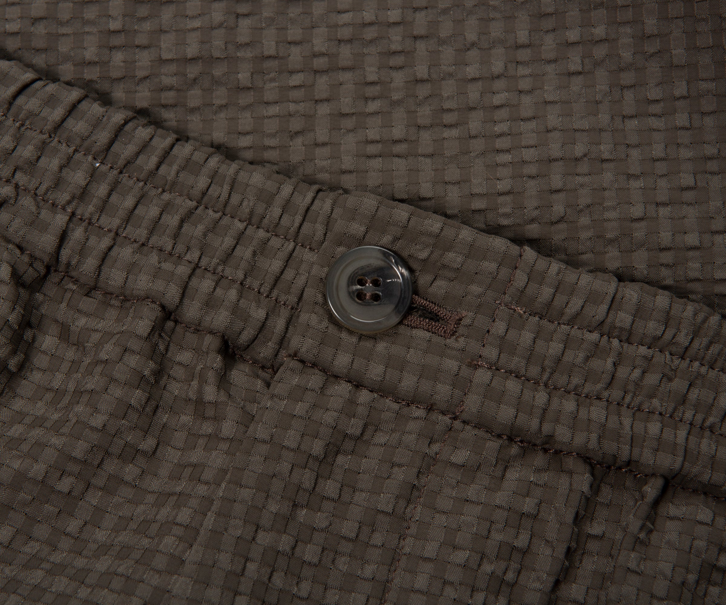 Armani Khaki Icon Checkered Crimp Shorts