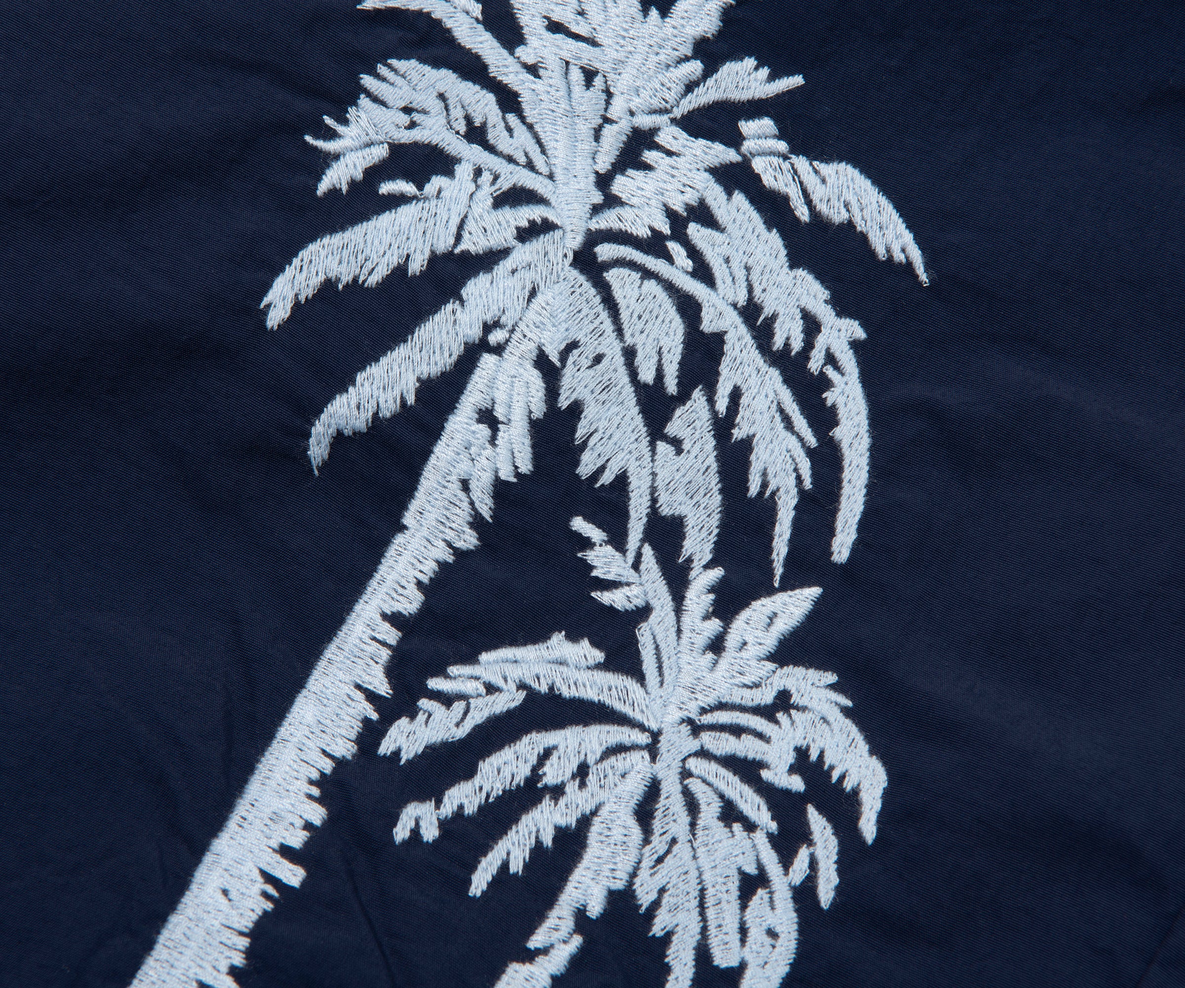 Boss Navy Palm Tree Embroidered Swim Shorts