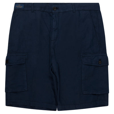 Paul & Shark Navy Cargo Bermuda Linen/Cotton Shorts