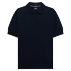 BOSS H Nolano Navy Knitted Polo in responsibly sourced virgin wool.