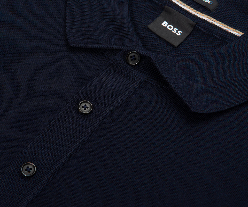 Boss H Nolano Navy Knitted SS Polo